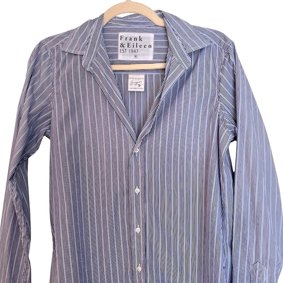 Frank & Eileen Grayson Stripe Tunic Shirt Blue Small Contemporary Old Money - Picture 2 of 5
